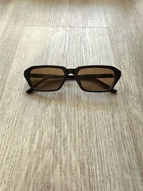 otra izzy chocolate brown small square modern retro chic sunglasses eyewear NEW